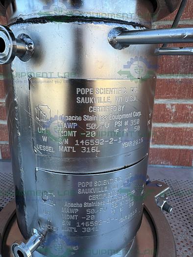 Used Pope 5 Liter Jacketed Stainless Steel Nutsche Filter w/ Mixer, 1/17 HP Motor