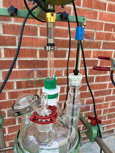 Used Chemglass  20 Liter Jacketed Glass Reactor w/ Chemglass Overhead Stirrer