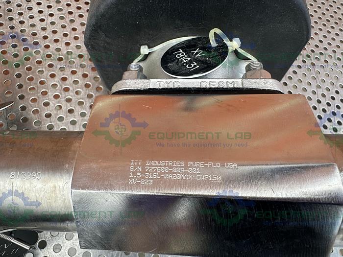 Used 5 ITT Pure-Flo Stainless Steel Diaphragm Valves w/ 2" to 1/2" Sanitary Fitting