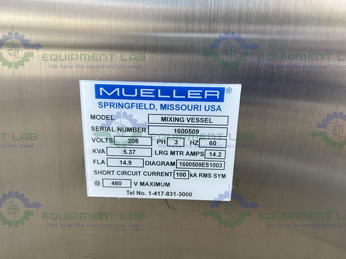 Used Paul Mueller  47-59 Liter Stainless Steel Jacketed Mixing Tank w/Scrape Agitation