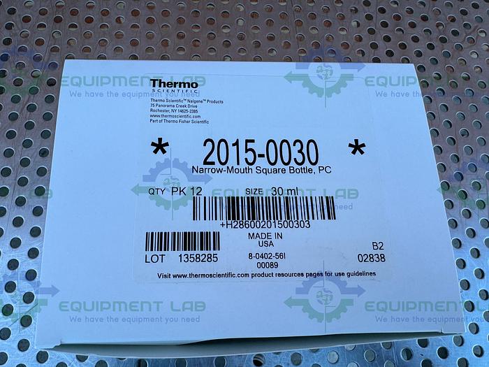 Case of 108 - Thermo  2015-0030 Nalgene Square Polycarbonate Bottles 30 mL