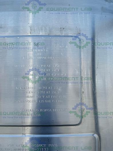 Used DCI 250 Liter Stainless Steel Jacketed Reactor 45 PSI w/ Bottom 0.5 HP Mixer
