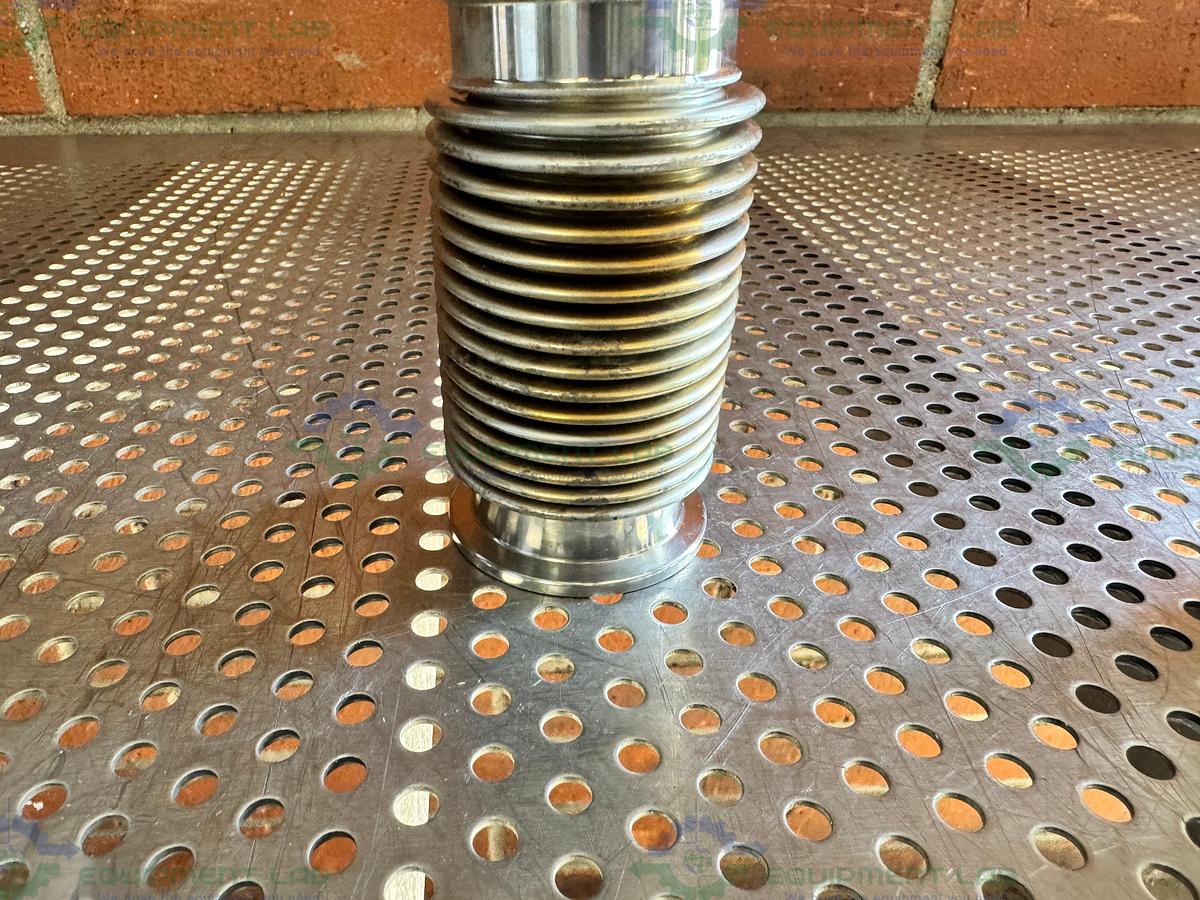Used Stainless Steel Bellows Flexible Vacuum Hose 4" w/ KF 40 Fitting