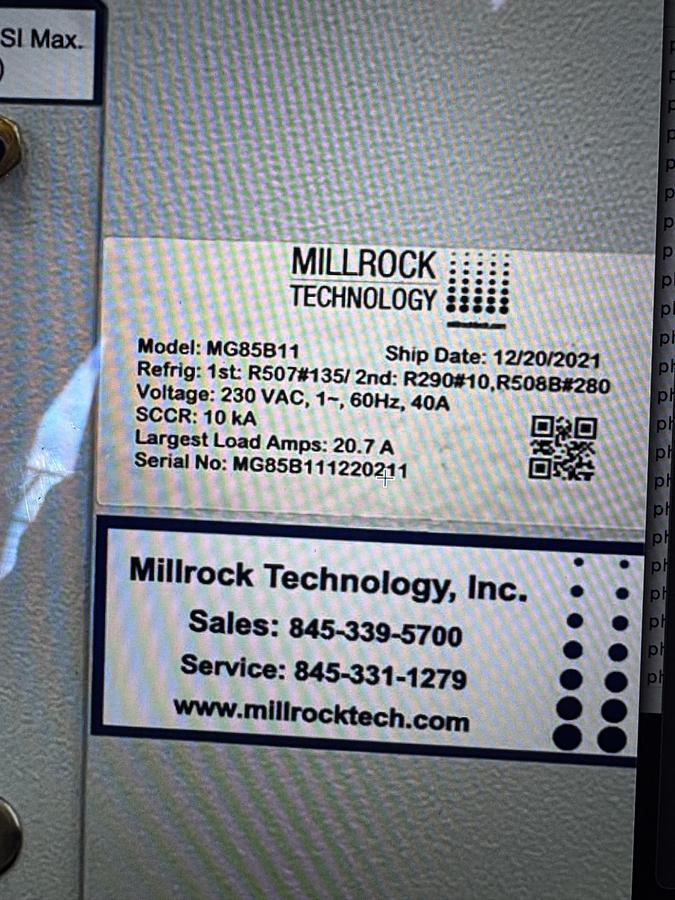 Used Millrock Magnum MG85B11 Freeze Dryer Lyophilizer w/ 11 Shelves MFG 2021