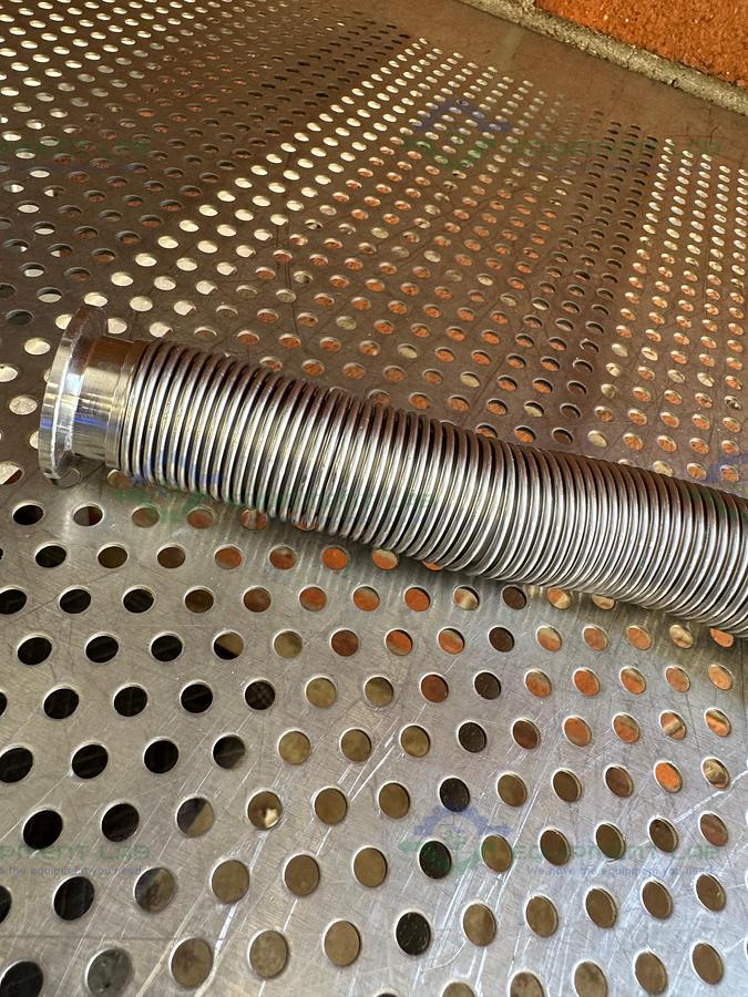 Used Stainless Steel Bellows Flexible Vacuum Hose 19" w/ KF 25 Fitting