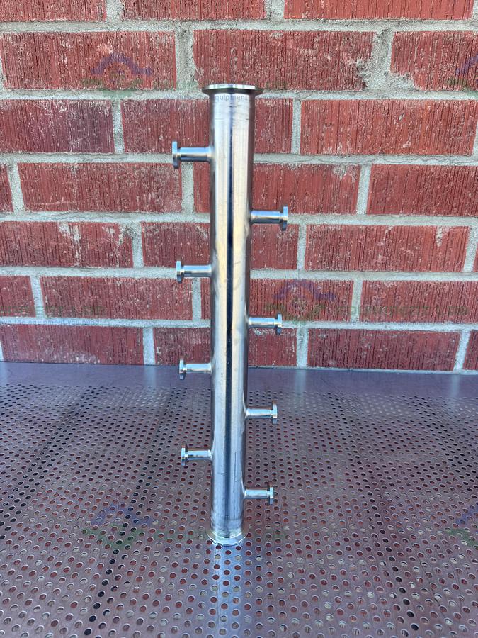 Used Stainless Steel  Manifold 1.5" Sanitary Fitting w/ 8 Ports 1/2" Sanitary Fitting