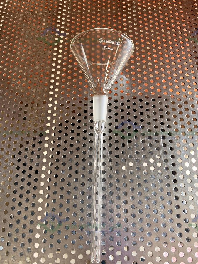 Used Chemglass 100 mm Cone Shaped Funnel w/ 24/40 Joint Fitting