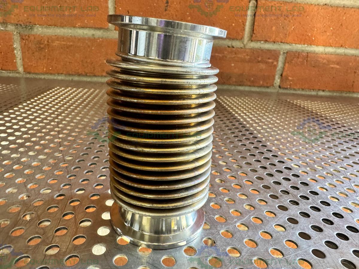 Used Stainless Steel Bellows Flexible Vacuum Hose 4" w/ KF 40 Fitting