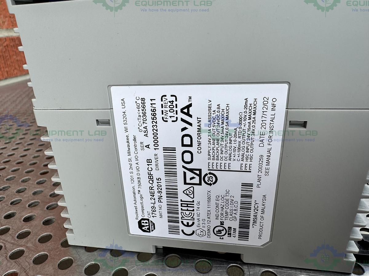 Used Allen Bradley Compact Logix L24ER QBFC1B Controller w/ 1769-OF4 Compact I/O
