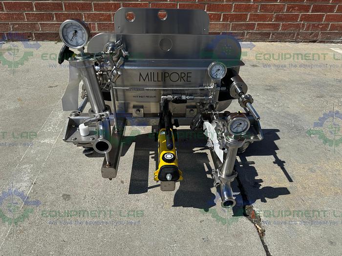 Used Millipore MPODSYS1B CP8PA5001A Filter Press w/ Enerpac P142 Hydraulic Hand Pump