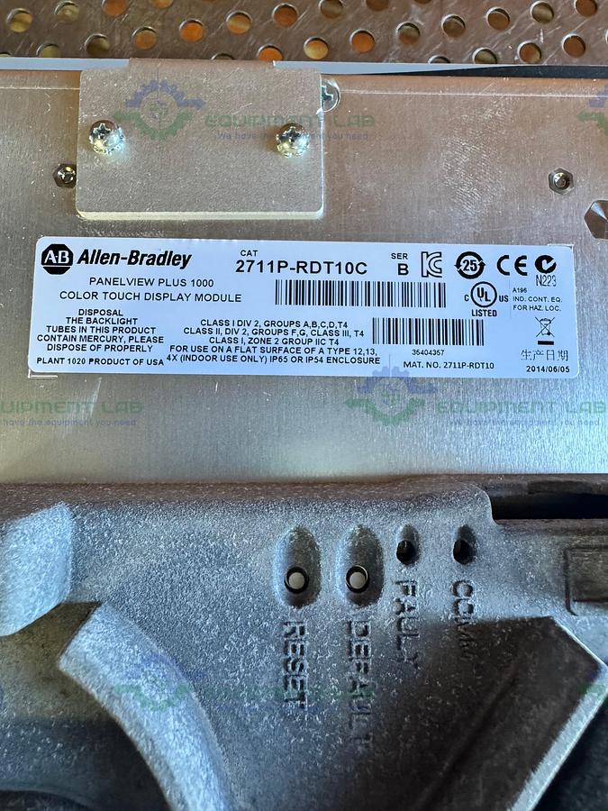Used Allen Bradley 2711P-RDT10C PanelView Plus 1000 w/Allen Bradley 2711P-RP8D Module