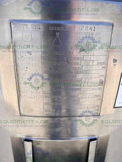 Used Precision Stainless  400 Liter Stainless Steel Jacketed Reactor w/ Agitator