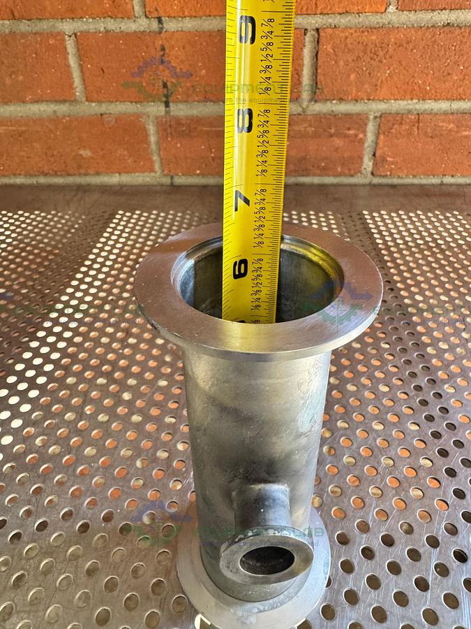 Used 3 Way Stainless Steel KF 50 to KF 16/10 Elbow Nipple Vacuum Fitting