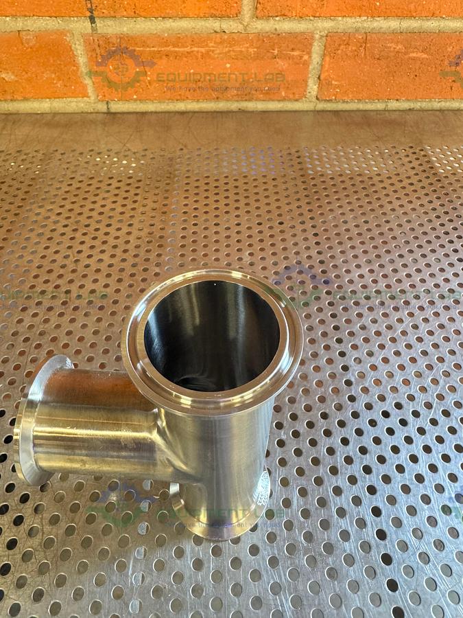 Used 3 Way Stainless Steel Tee w/ 2.5" Sanitary Fittings & 2.5" Center