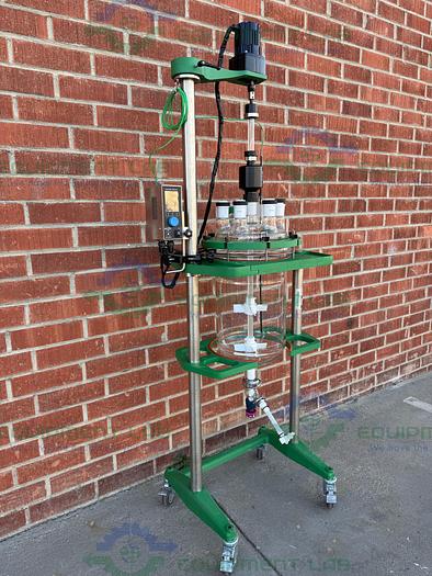 Used Chemglass 20 Liter Glass Reactor w/ Chemglass Overhead 1/4 HP Stirrer