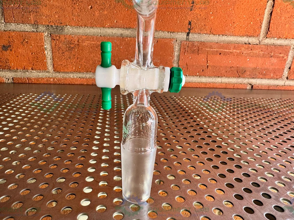 Used Chemglass Flow Control Adapter, 90 Degree, 24/40 Inner Joint, w/ PTFE StopCock