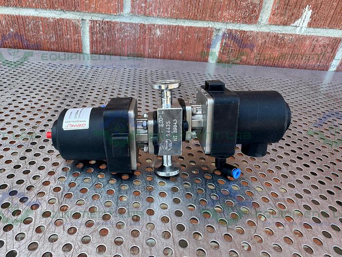 Used 2 Gemu Stainless Steel  3-way Diaphragm Valve w/ 1/2" Sanitary Fitting