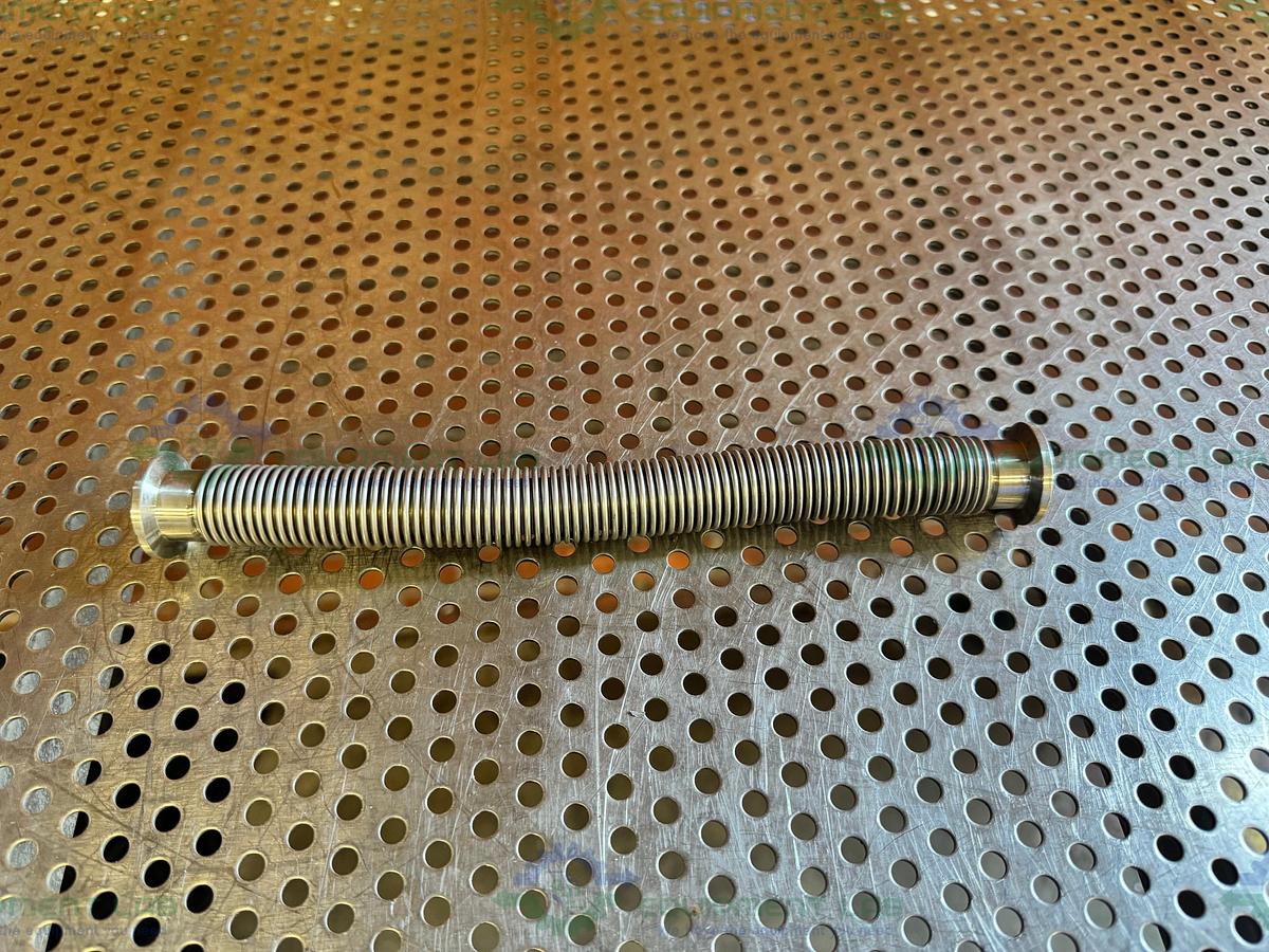 Used Stainless Steel Bellows Flexible Vacuum Hose 10" w/ KF 16/10 Fitting