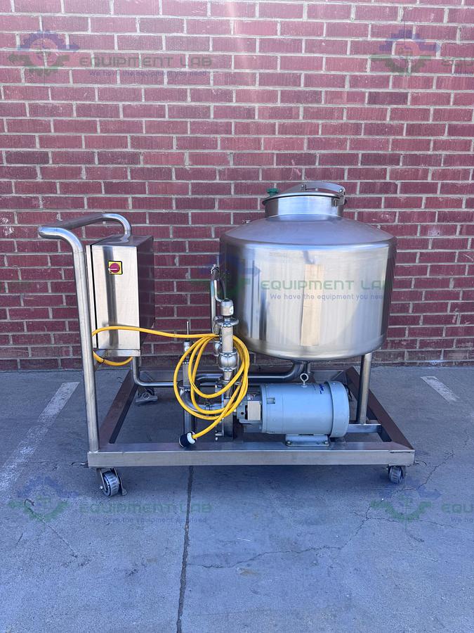 Used GEA 300 Liter Reservoir Tank w/ Fristam FPX742-205 Centrifugal Pump, Controller