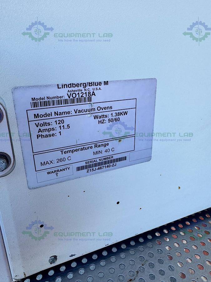 Used Lindberg / Blue M VO1218A Vacuum Oven 6° to 260°C, 1.5 cu. ft.