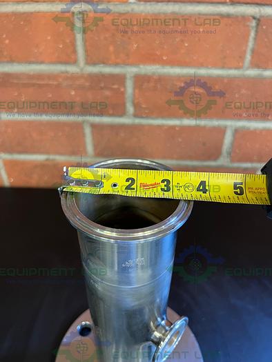 Used Max Pure 316 Stainless Steel Tee w/ 3" Sanitary Fitting to 5" Flange