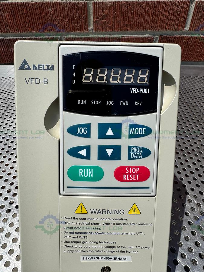 Used Delta Electronics VFD022B43B Inverter Drive 3 PH, 0-480V Output, 0.1-400Hz