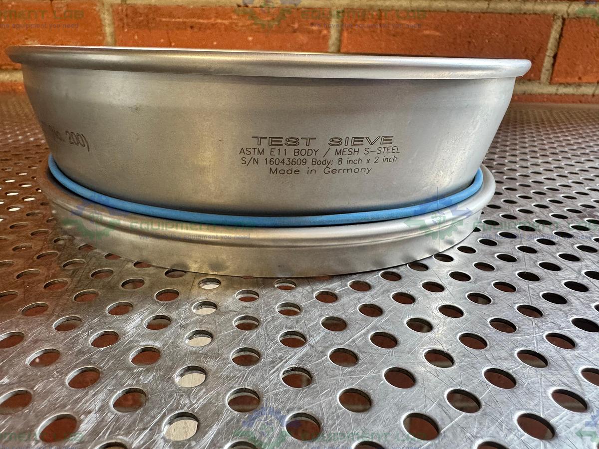 Used Retsch Sieve Frame and Screen, 8" Diameter x 2" Deep, 75 um Mesh Size