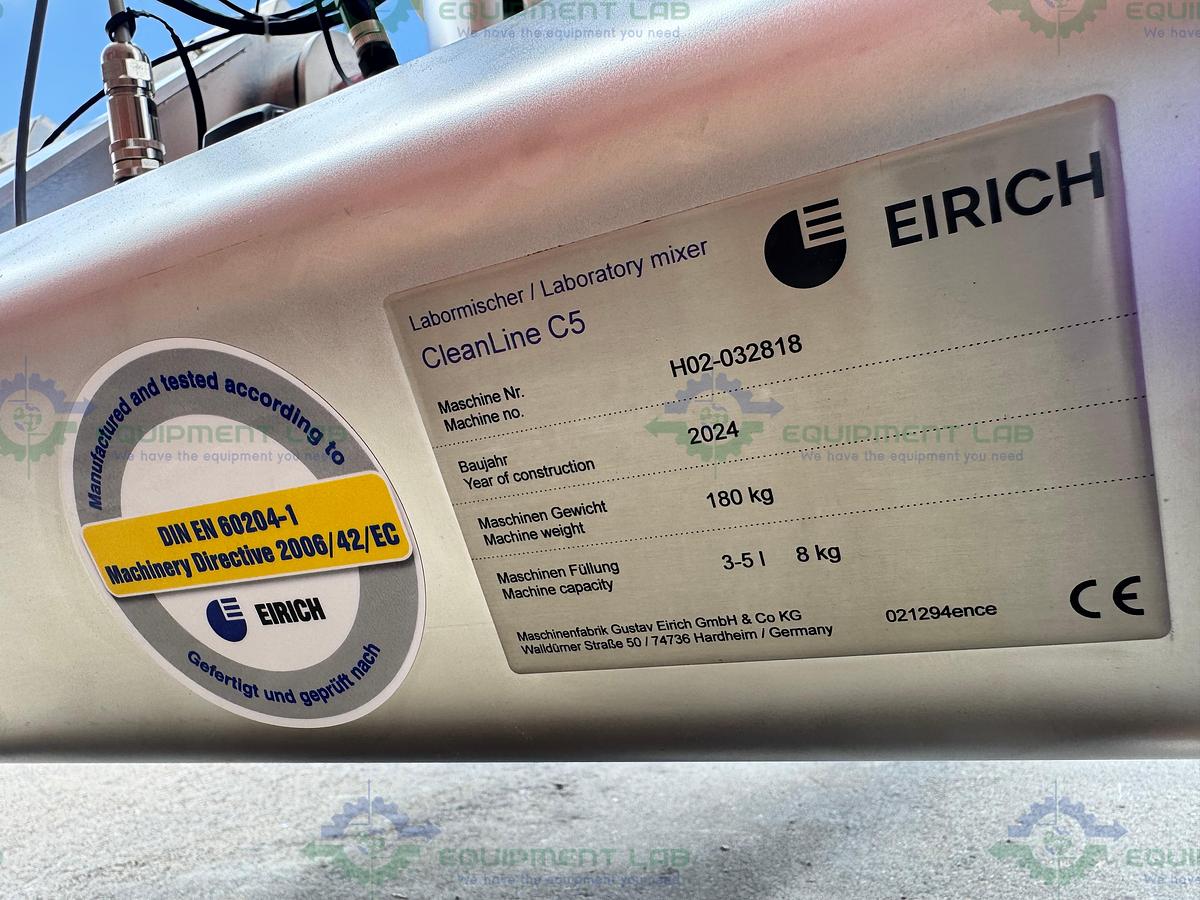 EIRICH CleanLine C5 5L Sanitary Laboratory High-Shear Intensive Mixer MFG 2024