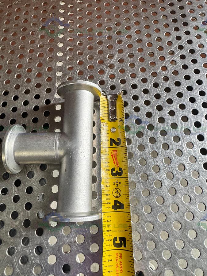 Used Stainless Steel 3 way Tee Nipple Vacuum Fitting w/ KF 25 Fitting