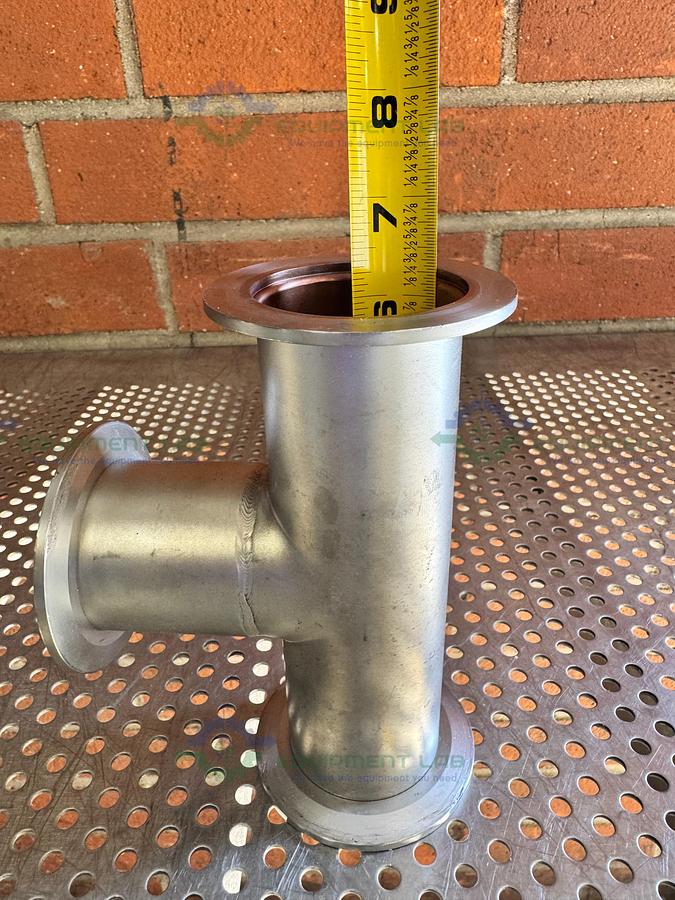 Used 3 Way Stainless Steel KF 50 Elbow Nipple Vacuum Fitting