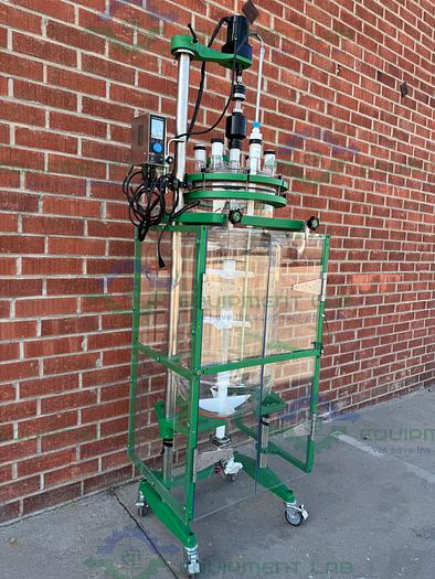 Used Chemglass 150 Liter Jacketed Glass Reactor w/ Chemglass Digital Overhead Stirrer