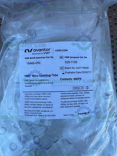 500 Pack - VWR  16466-050 Micro Centrifuge Tube with Flat Screw Cap