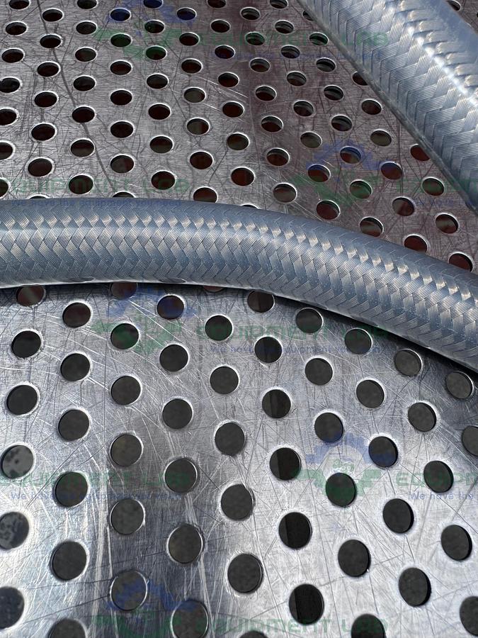 Used Sani-Tech West 84" Stainless Steel Flexible Braided Hose 1/2" Sanitary Fitting