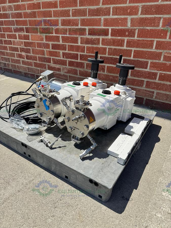 Used Lewa LDD2 Duplex Hydraulic Diaphragm Metering Pump w/ Baldor 5 HP Motor