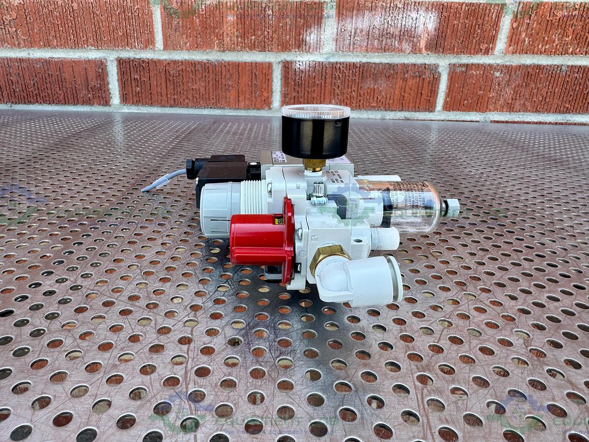 Used SMC AW20-02-A  Filter Regulator 0.05-0.7MPa w/ SMC Pneumatic / Solenoid  Valve