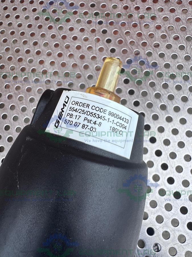 Used Gemu 554/25/D55 Pneumatic Angle Seat Globe Valve w/ 1" Sanitary Fitting