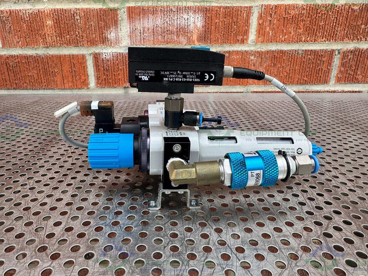 Used Festo LFR-D-Mini Regulator w/ Festo HEE-D-Mini-24 36PSI/0.25MPa