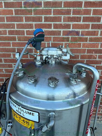 Used Precision Stainless Precision Stainless 450 Liter Stainless Steel Jacketed Reactor 45 PSI, 3/4 Motor