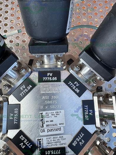 Used Lot of 8 - Burkert 2031 A 8.0 00 00 0000 9-Way Pneumatic Solenoid Valve