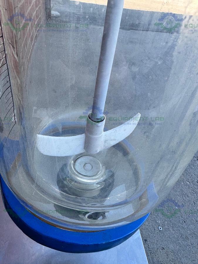 Used China 5 Liter Jacketed Glass Reactor w/ China Overhead Stirrer