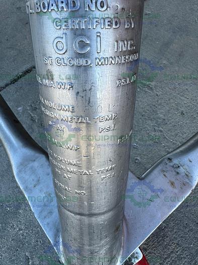 Used DCI 800 Liter Stainless Steel Jacketed Reactor 45 PSI w/ 0.5 HP Mixer