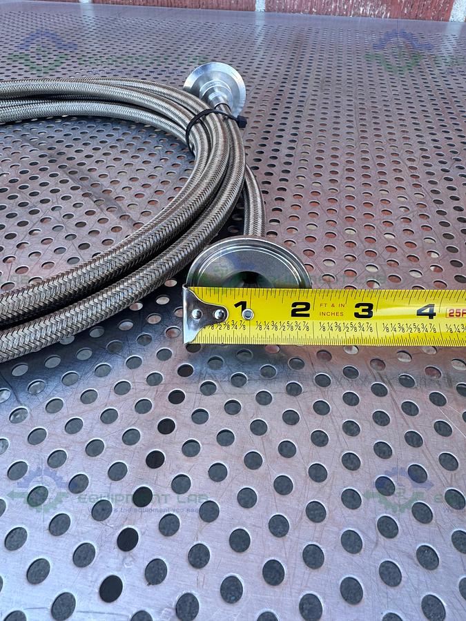 Used Flexible 200" Stainless Steel Braided Hose w/ 1" Sanitary Fitting