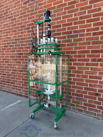 Used Chemglass 150 Liter Jacketed Glass Reactor w/ Chemglass Digital Overhead Stirrer
