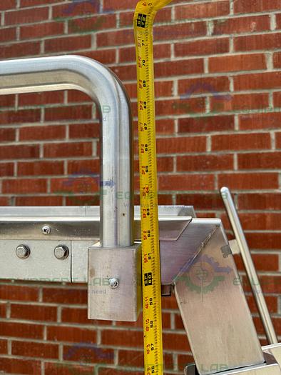 Used Stainless Steel Two Sided Platform Ladder 63" x 77" x 30" on Casters