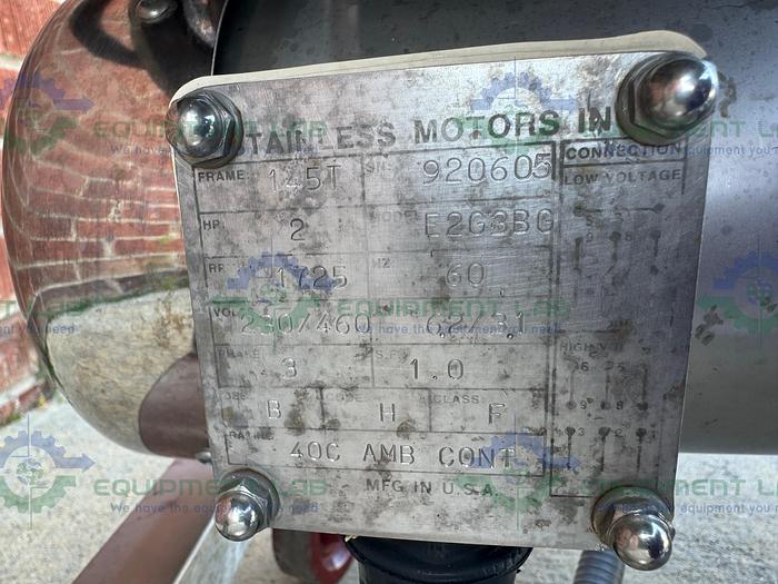 Used Waukesha Cherry Burrell 030U1 Rotary Lobe Pump w/ Stainless 2 HP Motor 3PH, 208V