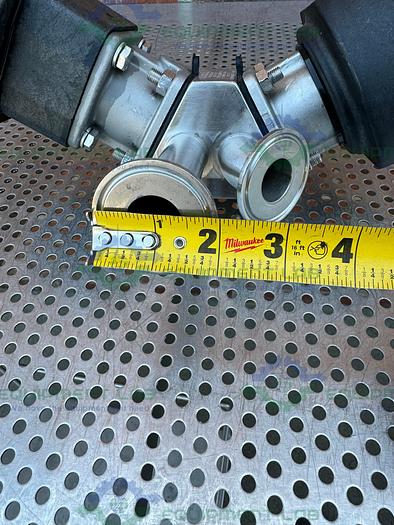 Used Lot of 2 - ITT Pure Flo 3 Way Diaphragm Valve w/ 1" Sanitary Fitting