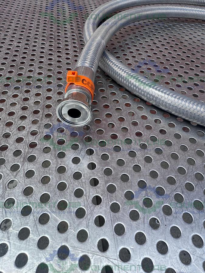 Used Sani-Tech West 72" Stainless Steel Flexible Braided Hose 1/2" Sanitary Fitting