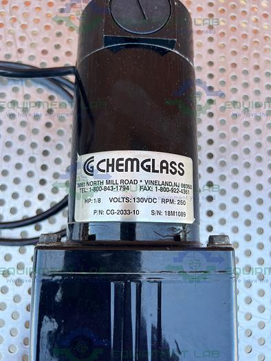 Used Chemglass  CG-2033-10 Overhead Stirrer 1/8 HP , 250 RPM, 130 VDC