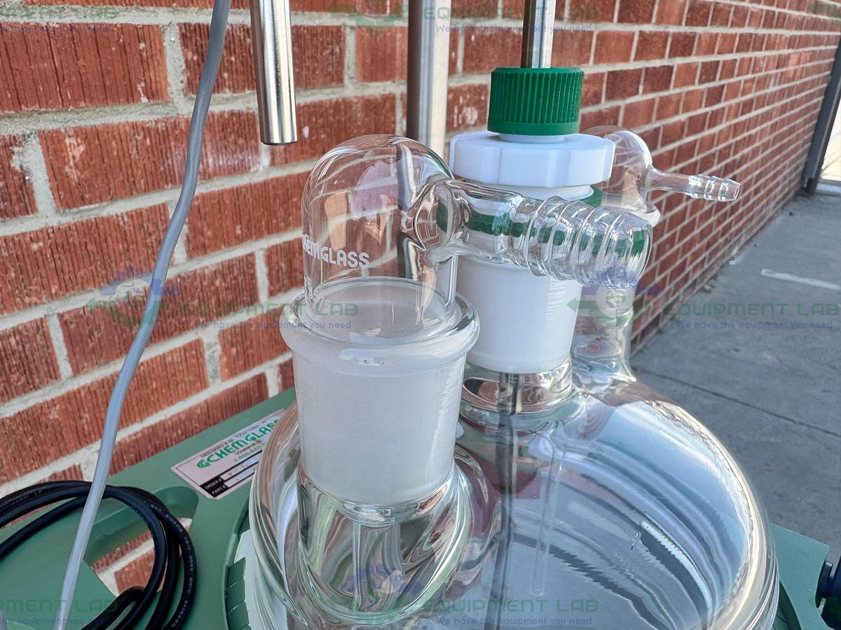 Used Chemglass 20 Liter Jacketed Glass Reactor w/ J-Kem Overhead Stirrer