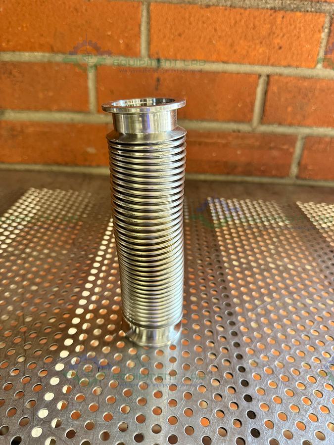 Used Stainless Steel Bellows Flexible Vacuum Hose 8" w/ KF 40 Fitting